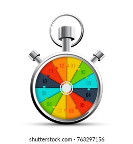 Vector stopwatch infographic. Can be used for workflow layout, diagram, number, step up options, web design, presentation. Time concept.