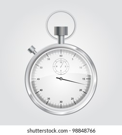 Vector stopwatch mechanic chromed.	stopwatch vector illustration. Front view.