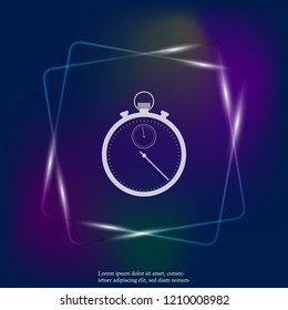Vector stopwatch neon light icon. Layers grouped for easy editing illustration. For your design.