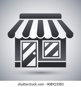 Vector Store or Shop icon. Shop or Store simple icon on a light gray background