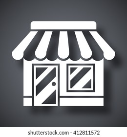 Vector Store or Shop icon. Shop or Store simple icon on a dark gray background