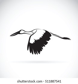 Vector of stork flying on white background. Wild Animals, Vector illustration. Bird Design.