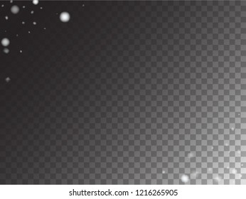 Vector Storm Trail Winter Snowfall Transparent Background. Realistic Snow Confetti Falling Down, Isolated Snowflake Scatter. Christmas New Year Hipster Gray Scale Realistic Winter Snowfall Border