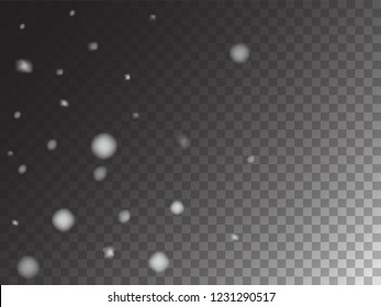 Vector Storm Trail Winter Snowfall Transparent Background. Realistic Snow Confetti Isolated Snowflake Scatter Falling Down. Christmas New Year Ad Pattern, Gray Scale Realistic Winter Snowfall Border