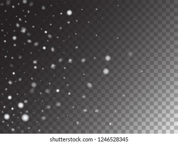 Vector Storm Trail Winter Snowfall Transparent Background. Realistic Snow Confetti Isolated Snowflake Scatter Falling Down. Christmas New Year Hipster Gray Scale Realistic Winter Snowfall Border