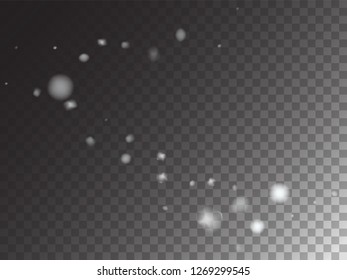 Vector Storm Trail Winter Snowfall Transparent Background. Realistic Snow Confetti Isolated Snowflake Scatter Falling Down. Gray Scale Funky Realistic Snow Confetti, Christmas, New Year Decoration