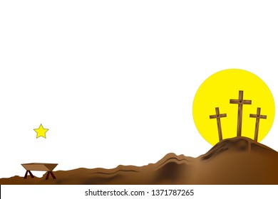 Vector for story of Jesus Christ was born until die on the Cross.