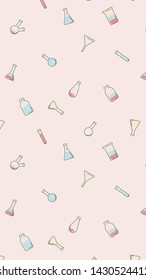 Vector story template of chemistry and flasks texture for social media promotion backgrounds