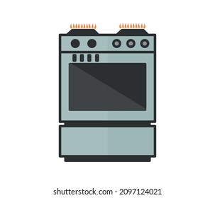 Vector stove. White electric kitchen stove, oven. Flat vector illustration 