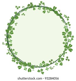 vector St.Patrick`s day round frame with clover