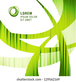 Vector straight green lines abstract background.