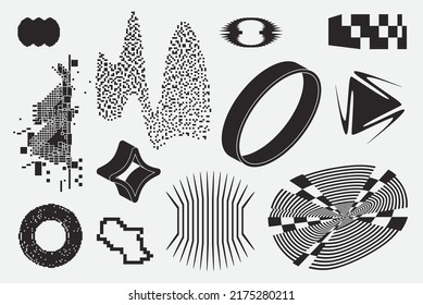 Vector Strange Extraordinary Graphic Assets composition for bold modern Posters T-shirts designed in Y2k, Brutalist, Futuristic, Anti-design, Maximalism, Digital Collage, Dadaism, Retro Futurist.