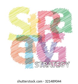 Vector strategy. Broken text scrawled
