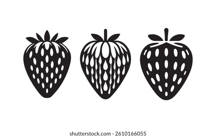 Vector strawberries in black and white
