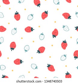 Vector Strawberries Doddles Seamless Pattern