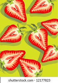 vector strawberries on chartreuse
