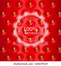 vector strawberry background with blurred and emblem