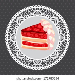 Vector strawberry cake on gray