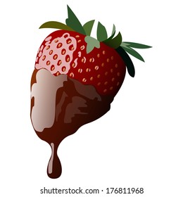 Strawberry Dipped Chocolate Fondue Vector Isolated Stock Vector ...