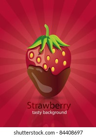 Vector strawberry in chocolate cover background