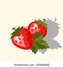 Vector Strawberry Colorful Illustration Isolated on Light Background.