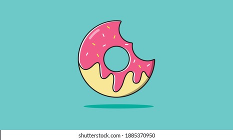 Vector strawberry donut with chocolate topping
