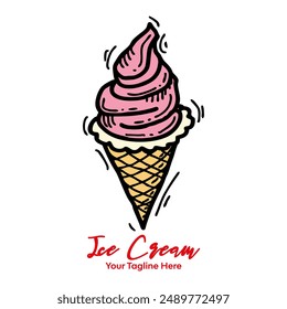 Vektorgrafik Erdbeeraroma Eiscreme Logo Illustration.