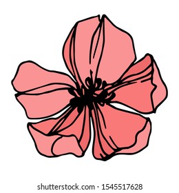 Vector strawberry flower. Black and white engraved ink art. Isolated strawberry illustration element on white background.