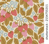 Vector strawberry and flowers illustration seamless repeat pattern fashion and home decor print fabric digital artwork