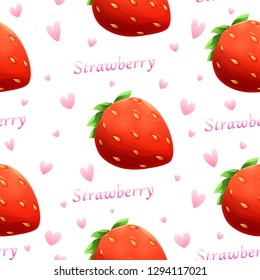 Vector strawberry and font seamless pattern
