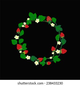 Vector strawberry frame isolated on black background - Illustration 