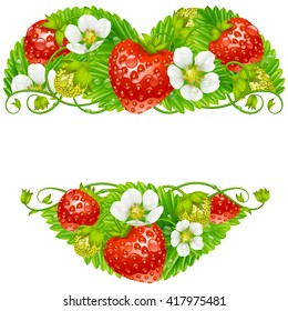 Vector strawberry frame in the shape of heart