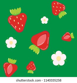 Vector Strawberry Fruit Seamless Pattern Background. Great for Textile print or packaging etc.