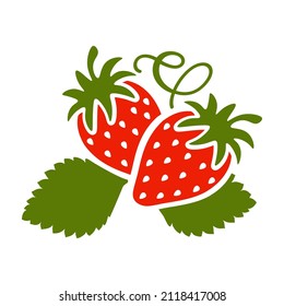 Vector strawberry fruits isolated on a white background. One layer flat silhouette, great for cutting as well as printing.
