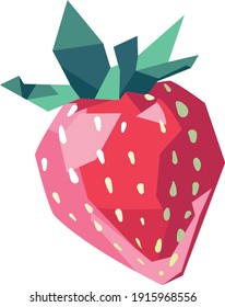 Geometrischer Vektorgrafikraum für Erdbeeren. Ecken. Das Logo mit den Schatten. Bergerobst