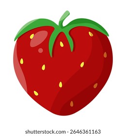 Vector Strawberry. Strawberry heart. Vector illustration of cartoon Strawbery heart shaped isolated transparent background. Ideal Summer love concept poster fabric decor. EPS 10