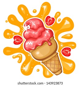 Vector Strawberry Ice Cream Stock Vector (Royalty Free) 143923873 ...