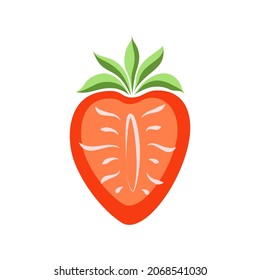 Vector strawberry icon. Color drawing of a strawberry cut