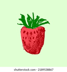 Vector Strawberry icon isolated. Color hand drawn strawberries sketch. Stencil style drawing of red berry illustration for baby food logo, juice label design, strawberry icon, berries packaging.
