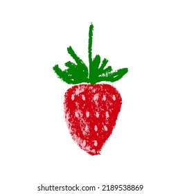 Icono de fresa vectorial aislado. Esbozo de fresas dibujado a mano a color. Dibujo estilo esténcil de la ilustración de baya roja para el logotipo de alimentos para bebés, diseño de etiquetas de jugo, icono de fresa, empaque de bayas.