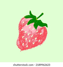 Icono de fresa vectorial aislado. Esbozo de fresas dibujado a mano a color. Dibujo estilo esténcil de la ilustración de baya roja para el logotipo de alimentos para bebés, diseño de etiquetas de jugo, icono de fresa, empaque de bayas.