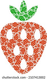 Vektor Erdbeeren Symbol Mosaik. Erdbeermosaik wird aus zufälligen Erdbeerelementen erstellt. Rekursive Mosaik aus Erdbeersymbol.