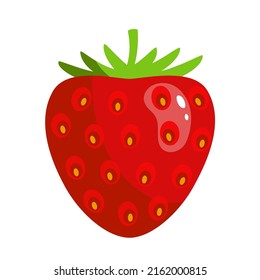 Vector strawberry icon, simple illustration of strawberry in flat style, red berry fragaria isolated on white background