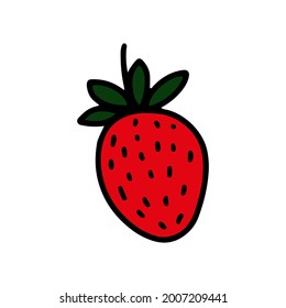 Fresa vectorial aislada en fondo blanco. Berry roja. Estilo Doodle.