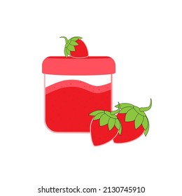 mermelada vectorial de fresa en el fondo blanco