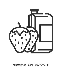 Vector strawberry juice outline icon, food and drink related 4000x4000 Pixel, whitebackground