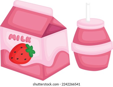 a vector of a strawberry milk