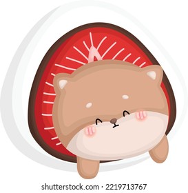 a vector of a strawberry mochi dog