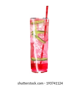 Vector strawberry mojito cocktail.