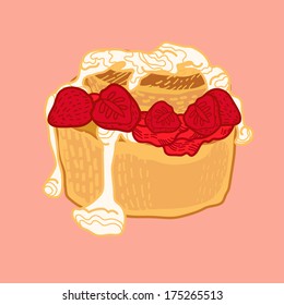 vector strawberry muffin with cream